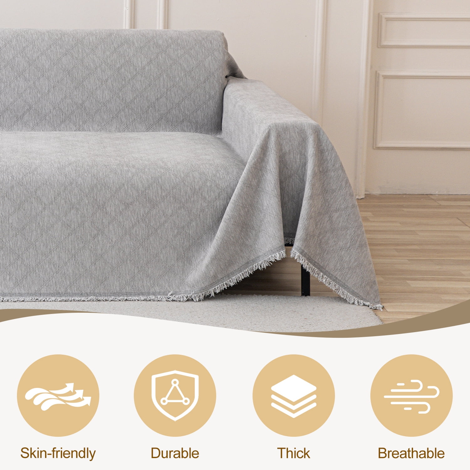 Jessy Home Sofa Cover Slipcover Couch Cover Protector Durable Multi-Function Furniture Cover for Pets Dogs Cats Home Decor Sofa Covers for Living Room 71"x 150"Light Gray