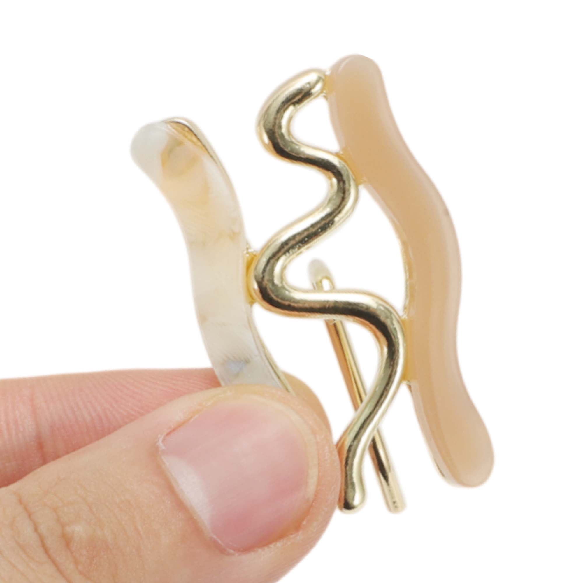 Unique Bargains Stylish Two-color Wave Ponytail Buckle Hair Clip 1 Pc Gold Tone Khaki Blue