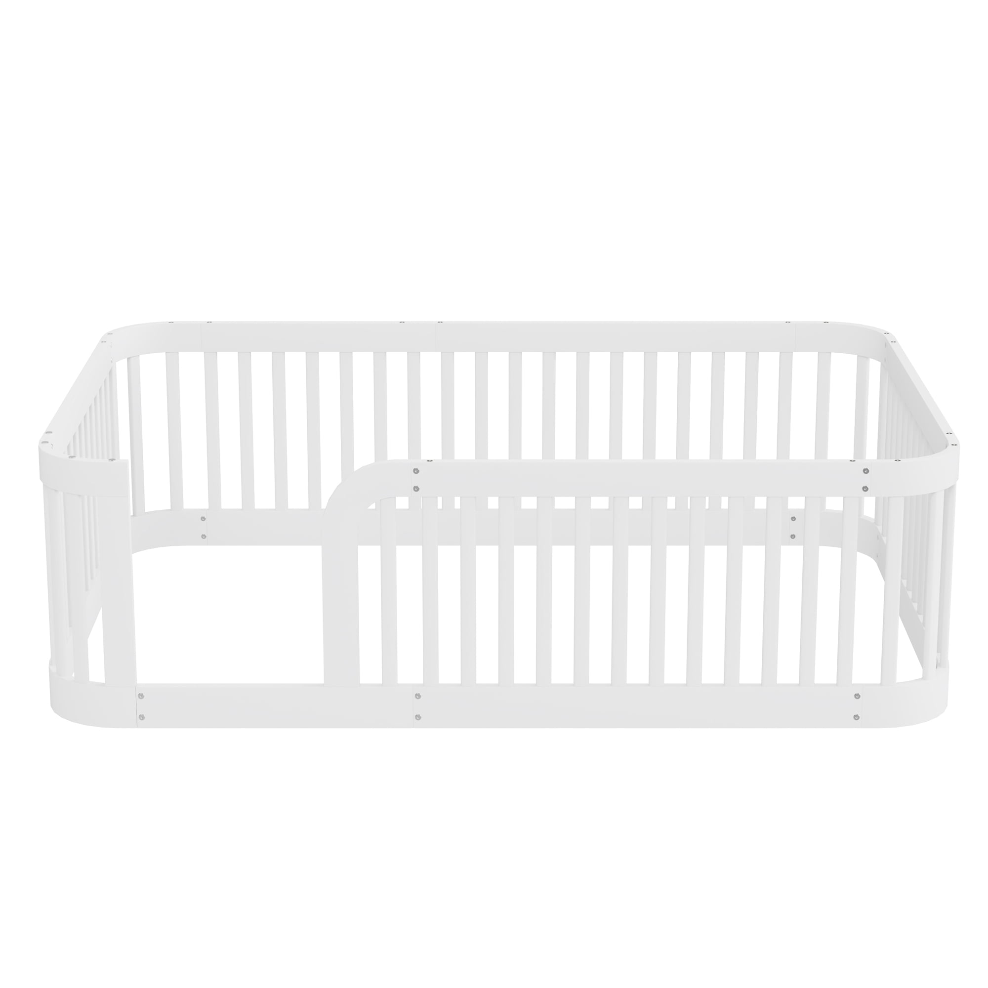 Euroco Full Size Floor Bed with Fence for Kids Teens and Toddlers, White