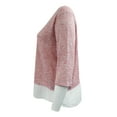 thumbnail image 2 of Plus Size Women Two Tone Color Light Weight Knit Sweater Blouse Tee T Shirt Top Pink 2X (16036), 2 of 4