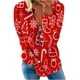 thumbnail image 2 of Puntoco, camiseta informal de manga larga con cuello en V de Navidad para mujer, blusa holgada con estampado de otoño, tops con cremallera Puntoco Puntoco-2426, 2 of 5