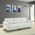 thumbnail image 2 of LeisureMod Lincoln 83" Modern Leather Upholstered Sofa With Gold Steel Frame in White, 2 of 7