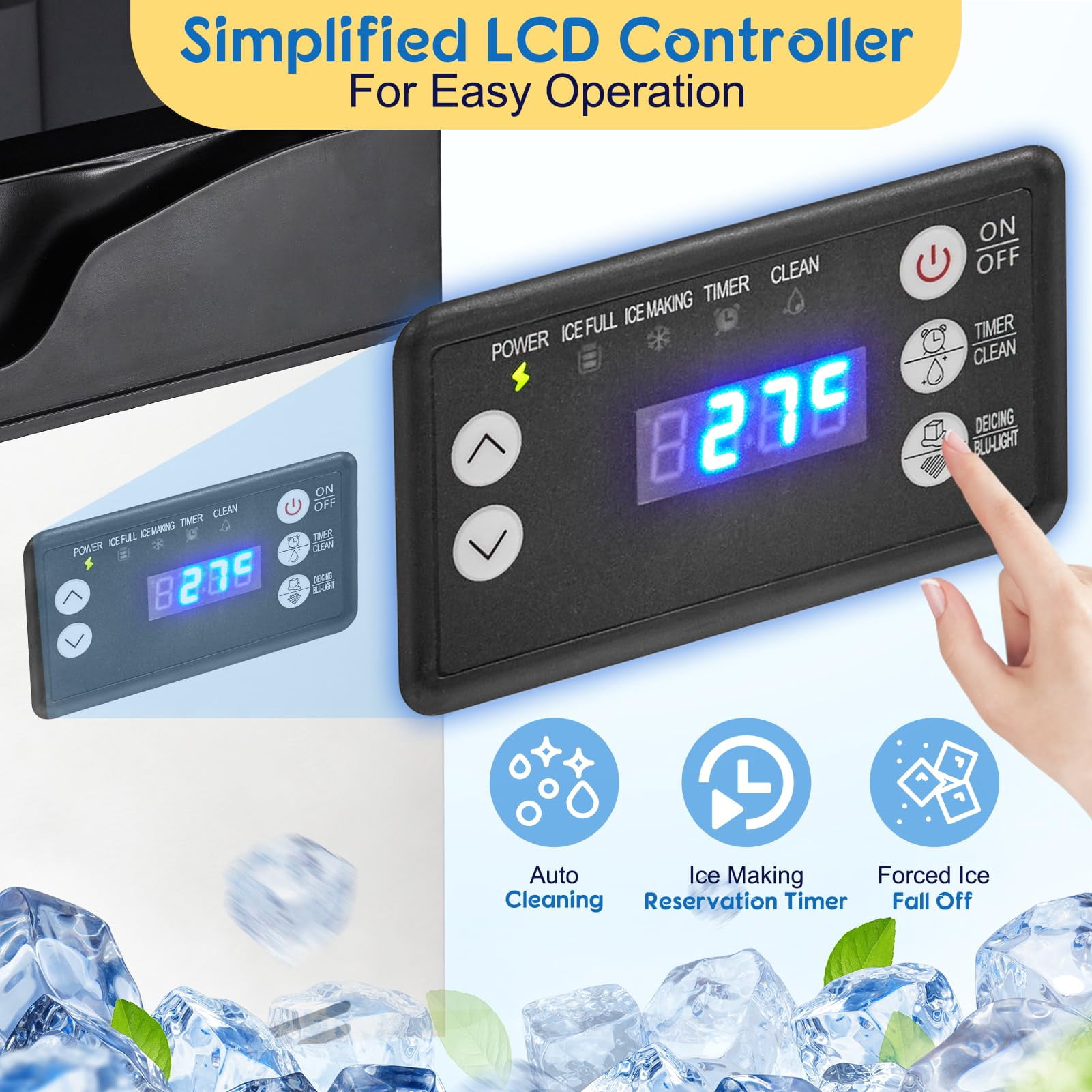 EastVita Commercial Ice Maker, 280W 24 Hour and 35-55KG Ice Bucket Water Cooled Ice Maker, Undercounter Ice Maker for Restaurant/Bar/Cafe/Offic