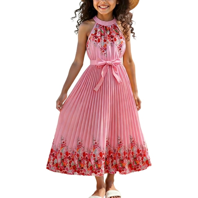 Robe de Fête de Noël pour Filles, Été, Imprimé, Irrégulière, Sans Manches, Longue, Robe de Princesse pour Enfants, Robe de Noël Bébé Fille