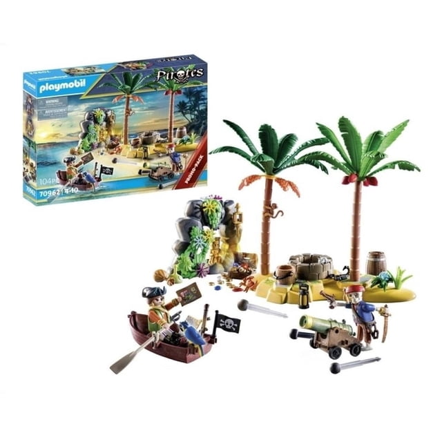 Set de Juego Playmobil Pirata Isla del Tesoro Pirata con esqueleto 104 Piezas