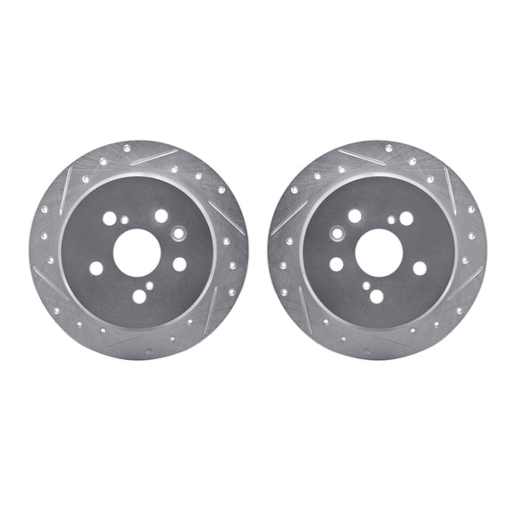 Dynamic Friction Company Rear Brake Rotors-Drilled and Slotted-Silver 7002-76105