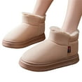 thumbnail image 4 of Qicasul Women's Snow Boots Winter Fleece Lined Boots Indoor Outdoor Warm Slippers With Memory Foam Comfort Beige US Size:5-6, 4 of 8