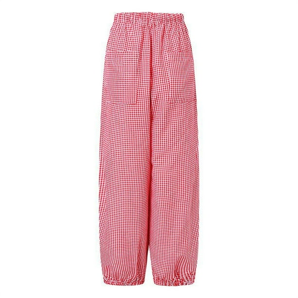 Guardurnaity Pantalones hasta la pantorrilla para mujer, pantalones de talla grande para mujer, bombachos de moda de nueve puntos para niña, Prendas para la parte inferior del cuerpo Rojo 5XL