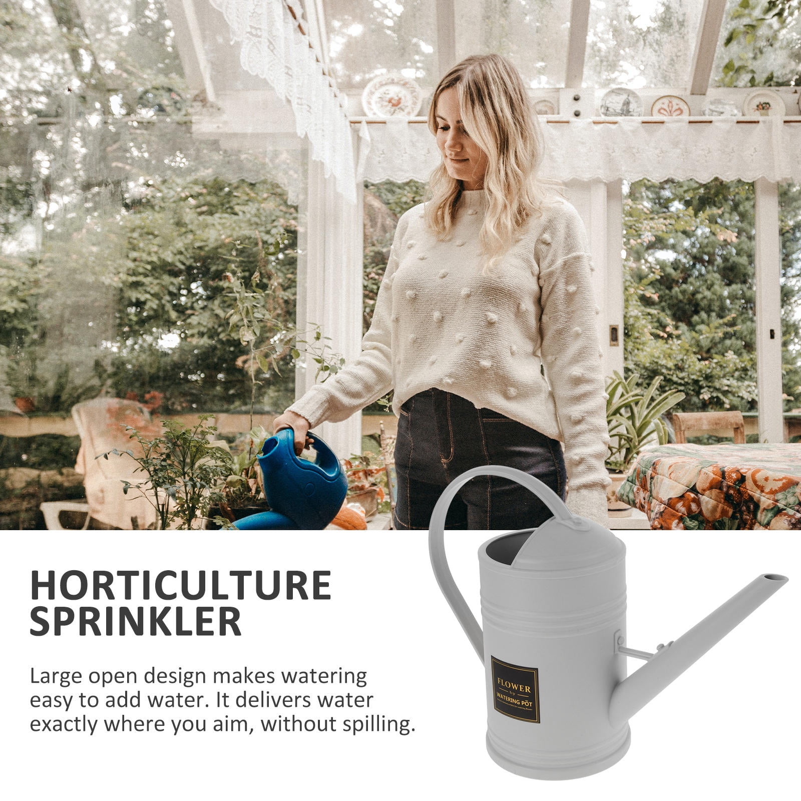 TABLZONE Large White Plastic Watering Can for Indoor Plants, Precise Watering Tool with High Capacity for Gardening