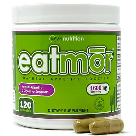 VH Nutrition Eatmor Appetite Stimulant - Natural Weight Gain Pills, Vitality & Hunger Boosting Orxegenic Supplement - 120 Capsules