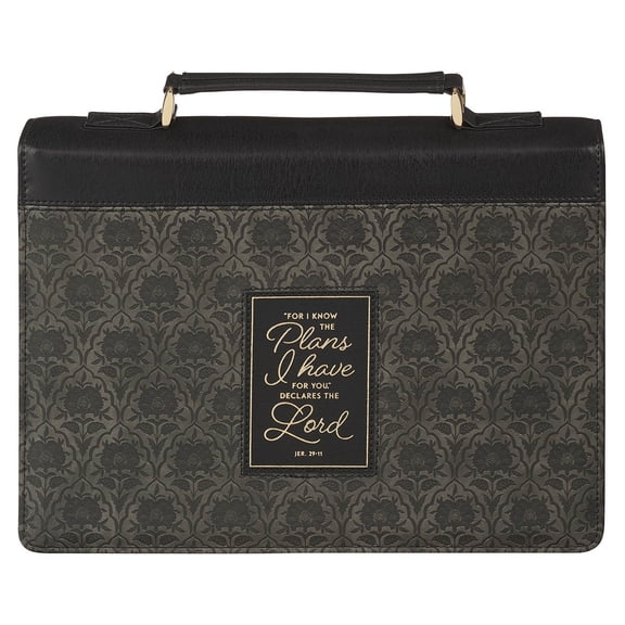 I KNOW THE PLANS BLACK FLORAL LARGE FASHION Bible Cover