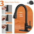 thumbnail image 6 of Matte Black Kitchen Sink Faucet High Arc Stainless Steel Single Handle Kitchen Faucets with Soap Dispenser for Farmhouse Utility Camper Laundry Rv, Pull Down Sprayer & Deck Plate, 6 of 7