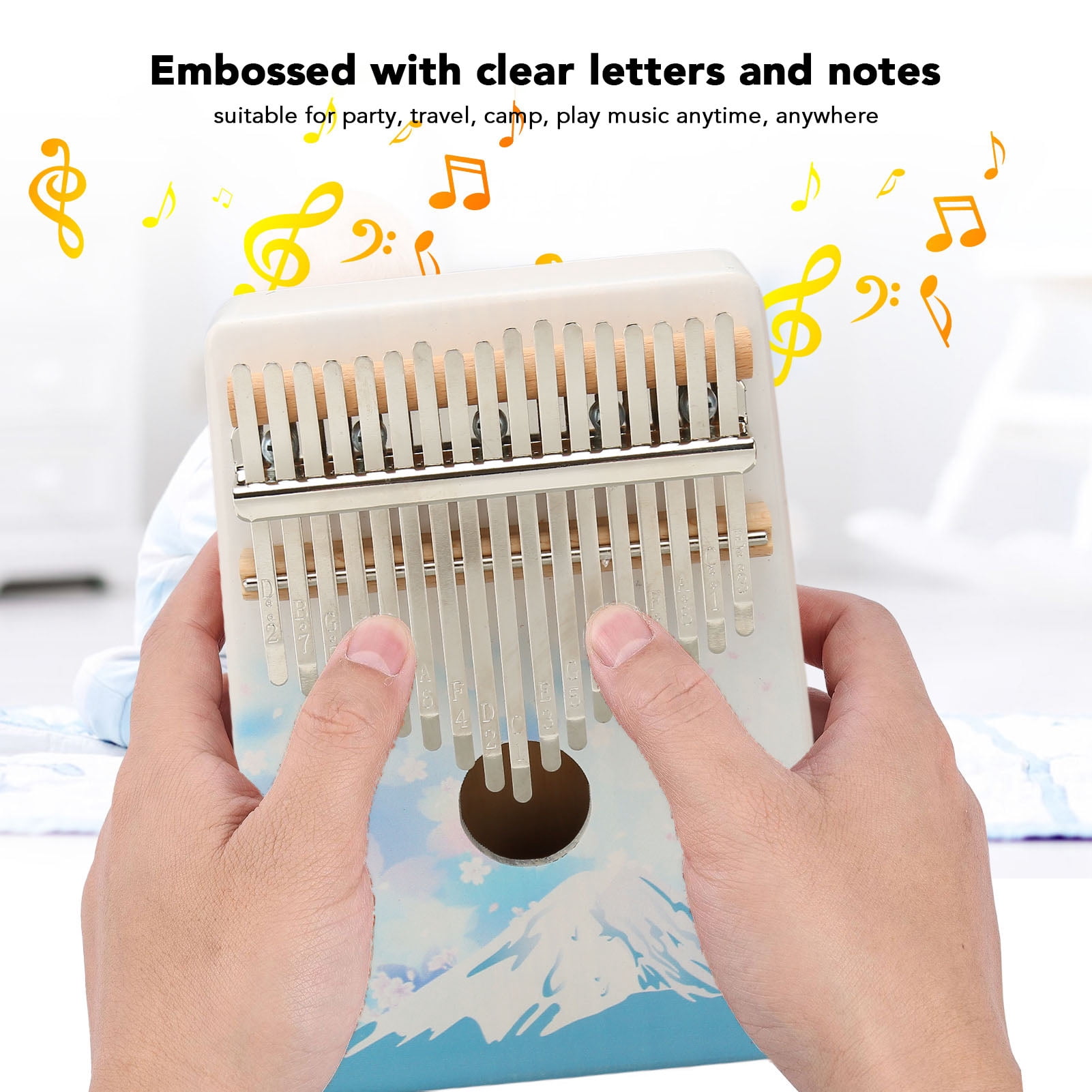 NFTIGB 17-Key Kalimba Thumb Piano with Tuning Hammer, Embossed Notes Alloy Steel Bars, Portable Finger Piano for Beginners & Kids (8.27 inches / 21 cm)