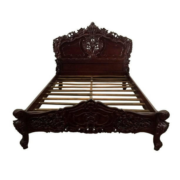 Offex Hand Crafted Mahogany Wood Rococo Cal King Bed Frame Walmart Com