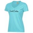 thumbnail image 2 of Women's Teal Coastal Carolina Chanticleers Script Logo Comfort Wash V-Neck T-Shirt, 2 of 3