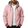 thumbnail image 2 of Jessboyy Jackets for Men with Hood Fall Winter Hiking Climbing Outdoor Jacket Trendy Pockets Hooded Midweight Windbreaker Pink,XXL, 2 of 9