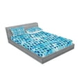 thumbnail image 2 of Ambesonne Navy and Teal Fitted Sheet & Pillow Sham Set, Waterdrops Quirky, Queen, Turquoise Navy Blue, 2 of 2