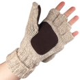 thumbnail image 2 of BambooMN Wool Acrylic Knitted Winter Convertible Half Fingerless Glove Mittens Combo - Beige - 1 Pair, 2 of 7