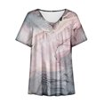 thumbnail image 4 of Blusas de Manga Corta para las Mujeres, Casual V-Cuello Impreso Suéter Plegado Blusa Hecha de Poliéster Cómodo para Primavera Otoño, Blusas para las Mujeres Casual, 4 of 4