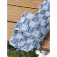 thumbnail image 4 of Women Checkered Pattern Raw Trim Slide Sandals, Denim Fashion Sandals, 4 of 5