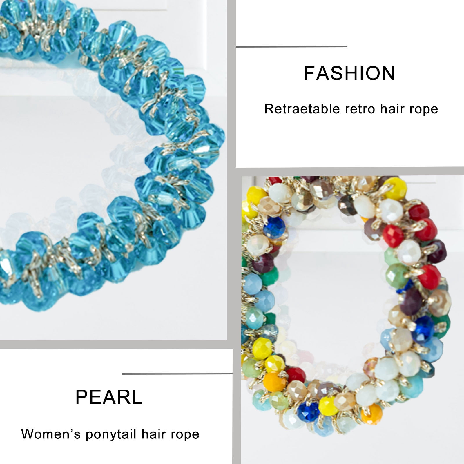 15 Pcs Crystal Hair Accessories for Women - Pearl Ponytail Holders, Scrunchies Stretchy Accessories, Scrunchies, and Pony Tail Holders
