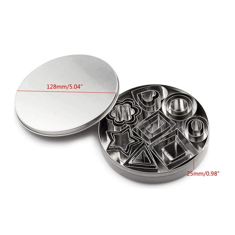 ZUARFY 24Pcs Mini Cookie Cutter Mold Stainless Steel Geometry Clay