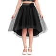 thumbnail image 1 of Sinleey Kids Girls Sparkly Irregular Hem Tulle Skirt Rhinestone Flower Decor Tutu Skirt for Pageant Prom Party Black 8, 1 of 5