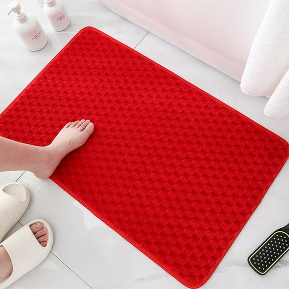 Nvzi-a Bathroom Rug Mat, Non-Slip Plush Shaggy Bath Carpet, Machine Wash Dry, Bath Mats for Bathroom Floor, Tub and Shower, Bathroom Runner BathMatAccessories Decor, Big Red,16*24inch
