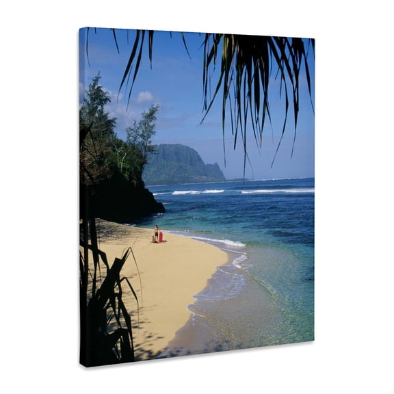 3dRose, Hideaway Beach, Hanalei Bay, Kauai, Hawaii - US12 DPB0127 - Douglas Peebles, Museum Grade Canvas Wrap 16x20
