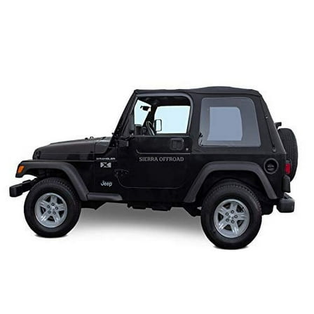 Sierra Offroad Soft Top Replacement for Jeep Wrangler TJ 1997-2006 Frameless, Sailcloth Vinyl, Black