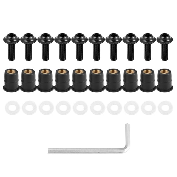 10 Piezas M5 Motocicleta Parabrisas Tornillo Carenado Parabrisas Perno Negro