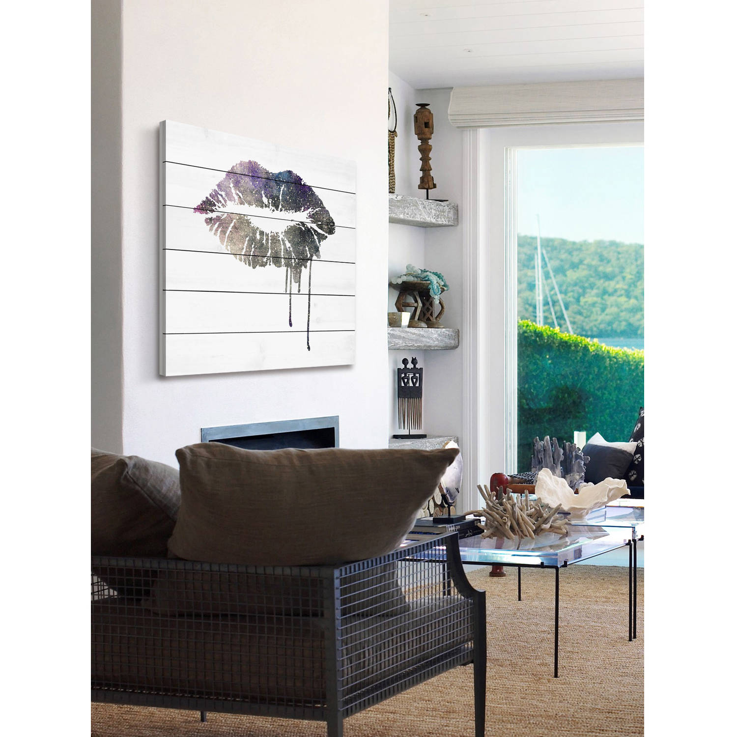 "Lips Dripping" by Diana Alcala Painting Print on White Wood