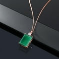 thumbnail image 4 of Gem Stone King 18K Rose Gold Plated Silver Green Onyx and White Moissanite Pendant Necklace for Women (15.87 Cttw, Emerald Cut 18X13MM, With 18 inch Silver Chain), 4 of 5