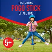 Flybar Maverick Pogo Stick for Kids Ages 5+, 40 to 80 lbs, Outdoor Toys, Outside Toys for Kids, Red/Blue
