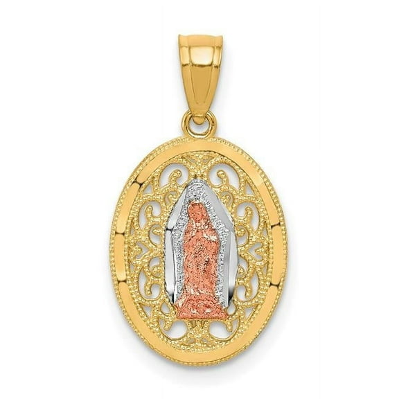 10k Two-tone with White Rhodium Our Lady of Guadalupe Pendant