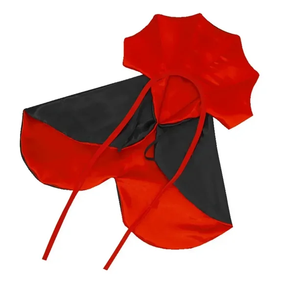 Small Dog Cat Vampire Cloak Costume Black Red Pet Halloween Cape for Small Medium Dogs Cats Puppy Cosplay Clothes Kitty Apparel (Red,one size)