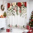 thumbnail image 4 of Christmas Red Poinsettia Shower Curtains for Bathroom, Winter Xmas Flowers Eucalyptus Waterproof Fabric Shower Curtain, Decorative Bathroom Curtain for Bathtub, 72"x72", No Hooks Included, 4 of 8