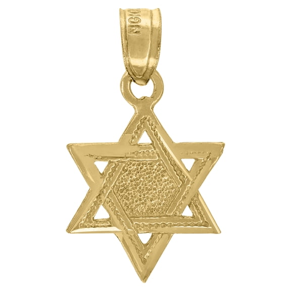 10kt Yellow Gold Unisex Star Of David Religious Charm Pendant