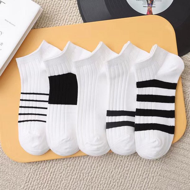 Calcetines cortos de verano para mujer, calcetines náuticos de caña baja con dibujos animados en blanco y negro, calcetines casuales para mujer, calcetines bajos transpirables de moda