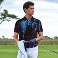 thumbnail image 4 of Cauagu Futuristic Purple Panther Print Men's Polo Shirts, Short-Sleeve Polo Shirts for Men Performance Golf Shirt Athletic Casual Collared T-Shirt-XX-Large, 4 of 8