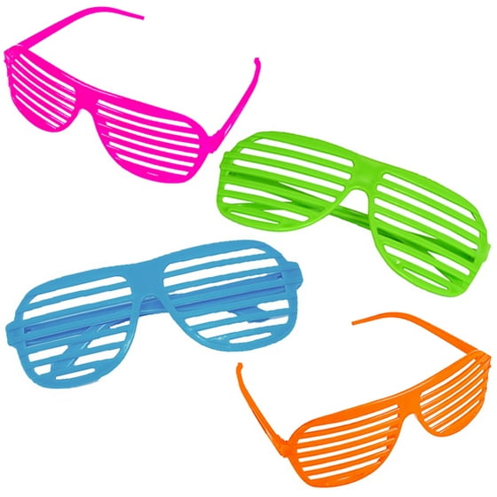 Alltopbargains 4 Pack Novelty Place Neon Color Party Shutter Glasses Slotted Shading