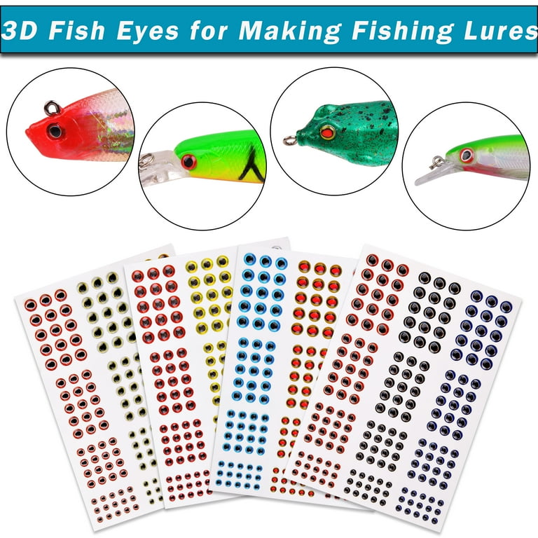 Fishing Eyes for Lures，3D/4D Fly Eyes Lifelike Artificial Realistic Epoxy  Fly Tying Lure Holographic Fishing Accessories for Fishing Baits DIY Mixed  