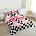 thumbnail image 3 of Homewish Kawaii Pink Ribbon Bedding Comforter Set, Fashion Buffalo Plaid Twin Comforter Sets, Teens Kids Girls Reversible Bedding Set, Luxury Bedroom Decor, 2 Pieces, 3 of 8