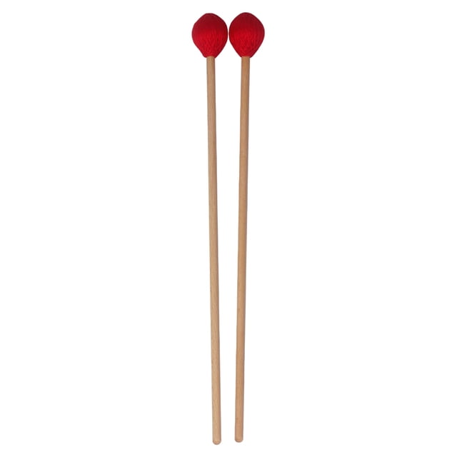 Middle Marimba Stick Mallets Xylophone Glockensplel Mallet with Beech Handle Percussion Kit Musical Instrument Accessories Mallets for Professionals Amateurs 1 Pair Red