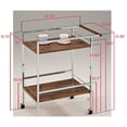 thumbnail image 3 of Pilaster Designs Millam 2-tier Metal Wheeled Serving Bar Cart in Oak/Chrome, 3 of 3