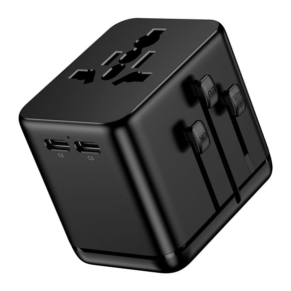 OGEDNAC 65W GaN Universal Travel Adapter, Fast Charger with 3 USB-C PD and 1 USB-A QC, International Plug Adapter, Black