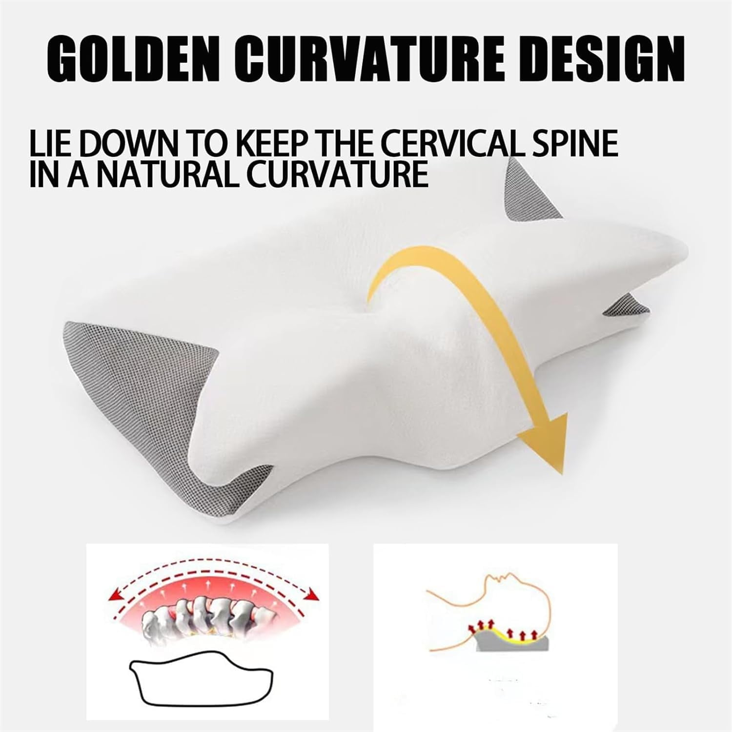 Pillow for snoring relief and sleep apnea,Ergonomic Contour Support Pillows, Air Way Cervical Pillow for Sleep Apnea, for Side Sleepers, Back Sleepers