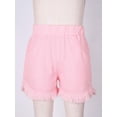 thumbnail image 3 of HULIJA Kids Girls Casual Summer High Waisted Hemming Jeans Denim Shorts with Pockets Pull on Short Pink 140, 3 of 7