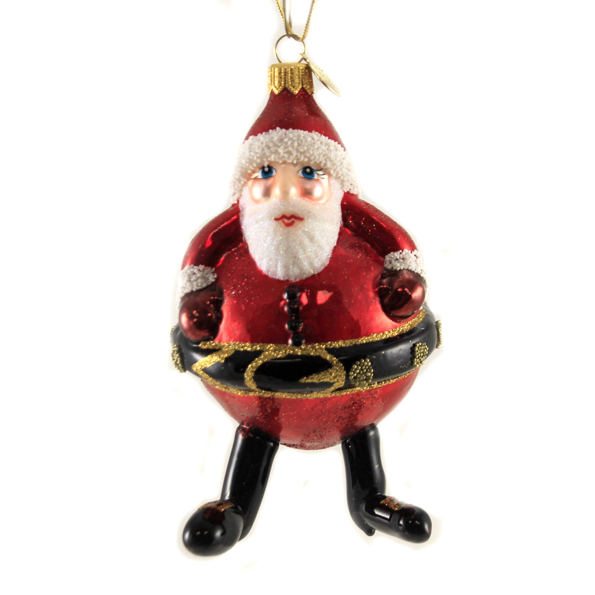 Morawski Standing Roly Poly Santa Glass Ornament Christmas Traditional