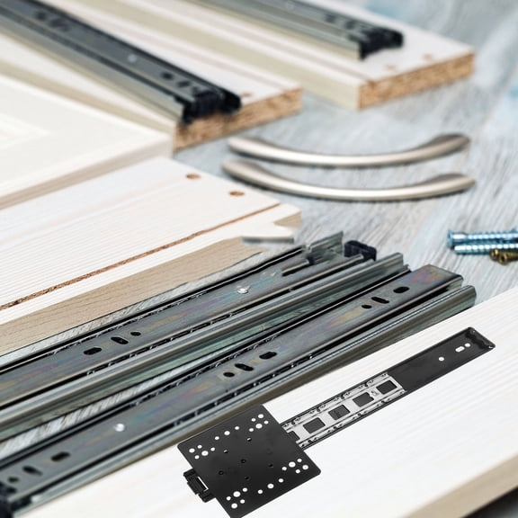 Vosarea Bottom Mounted Drawer Slides, Steel Black, 2 Pieces, Furniture Hardware for Cabinets and Drawers